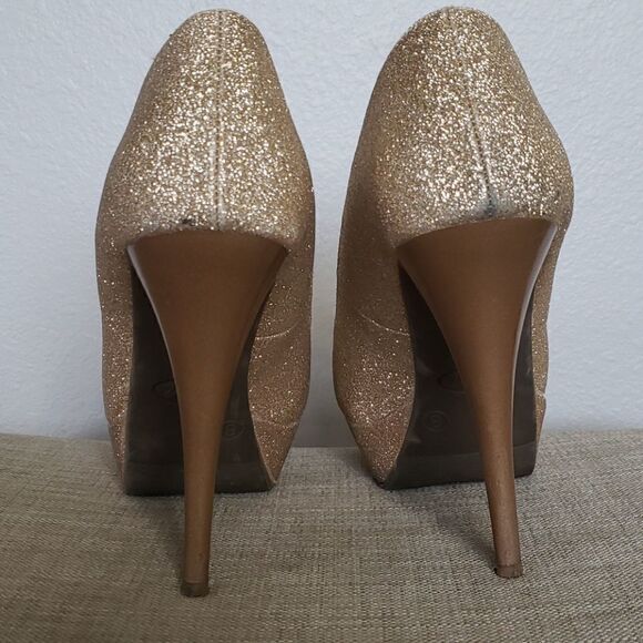 Gold Glitter Platform Heels  - Picture 4 of 8